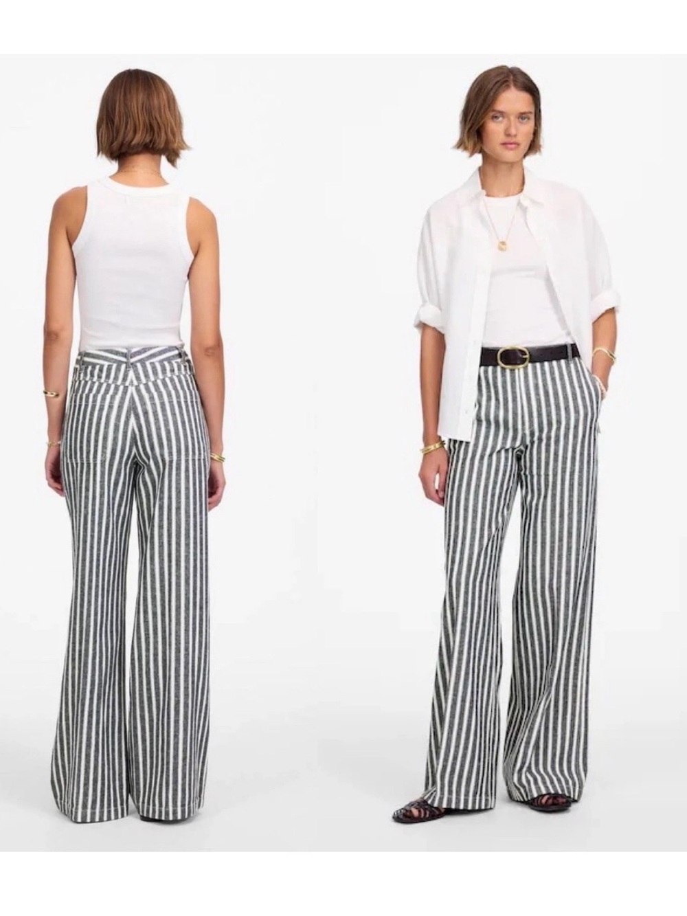 Madewell The Zoe Relaxed Wide Pant in Linen-Cotton Blend Trousers Size 8